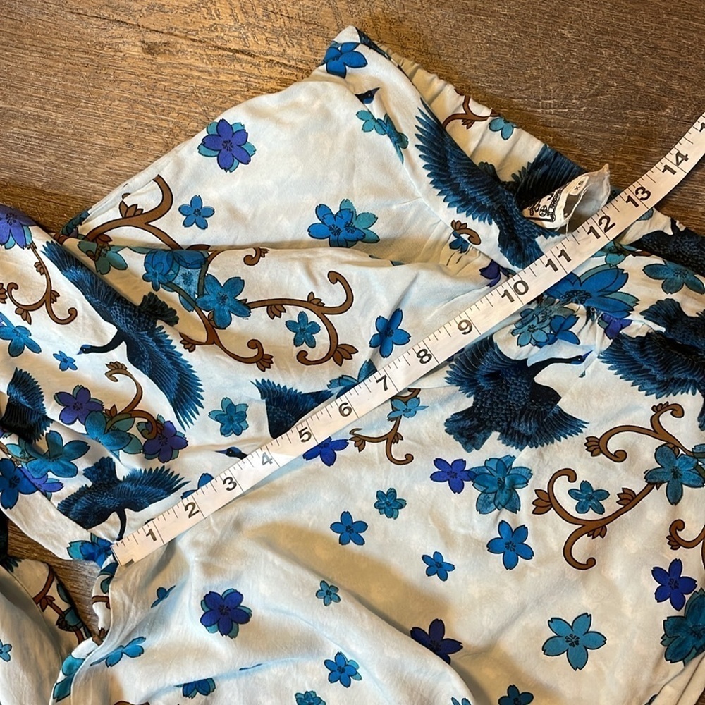 Jaase Blue Floral Bird Wide Leg Boho Palazzo Pants size XS - Picture 14 of 16